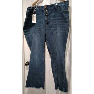Seven7 Jeans Women Plus 30/32 Wide Leg Stretch Button ClosureLimited Edition NWT